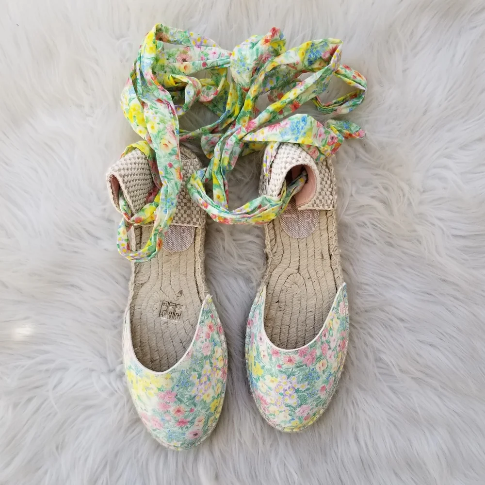 NWT LoveShackFancy Manebi Espadrilles Wrap Sandal Rainbow Skies